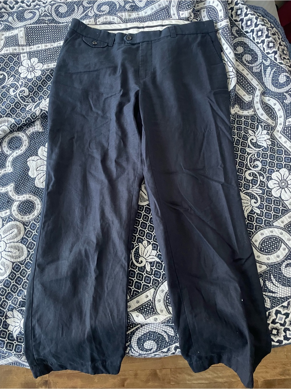 Polo Ralph Lauren navy blue cotton linen blend chinos 36x30